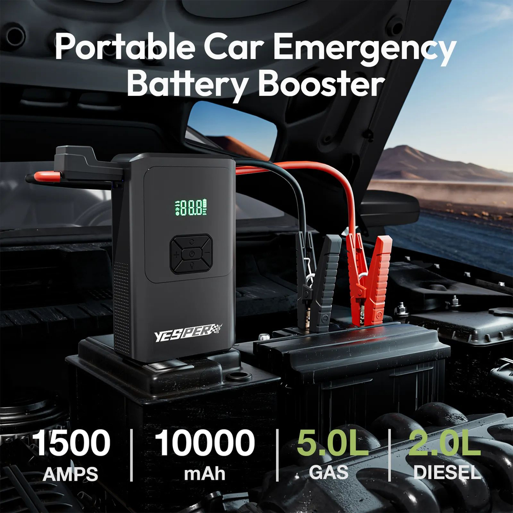 Пусковое устройство бустер YESPER 10000 mAh 1500A 12В с компрессором m2pro