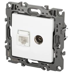 Розетка ЭРА Серия 12 12-3110-01М комбинированная RJ45+TV, белый матовый | Эра 12