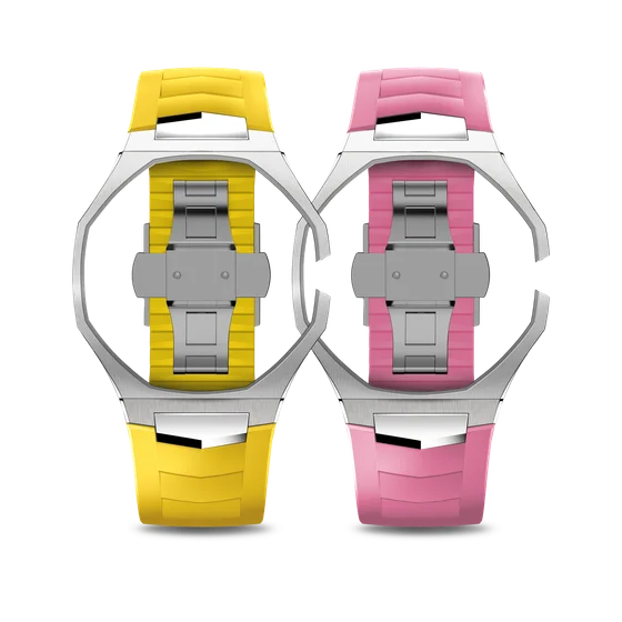 Корпус для часов POP-Swatch x AP - Розовый и Жёлтый - Комплект из 2 ремешков