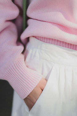 Юбка-трапеция с карманами из белого хлопка