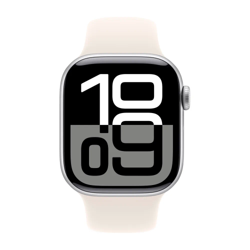 Умные часы Apple Watch Series 10 GPS, 42mm, Silver Aluminium Case with Sport Band S/M, Starlight (Серебристый) MWWW3