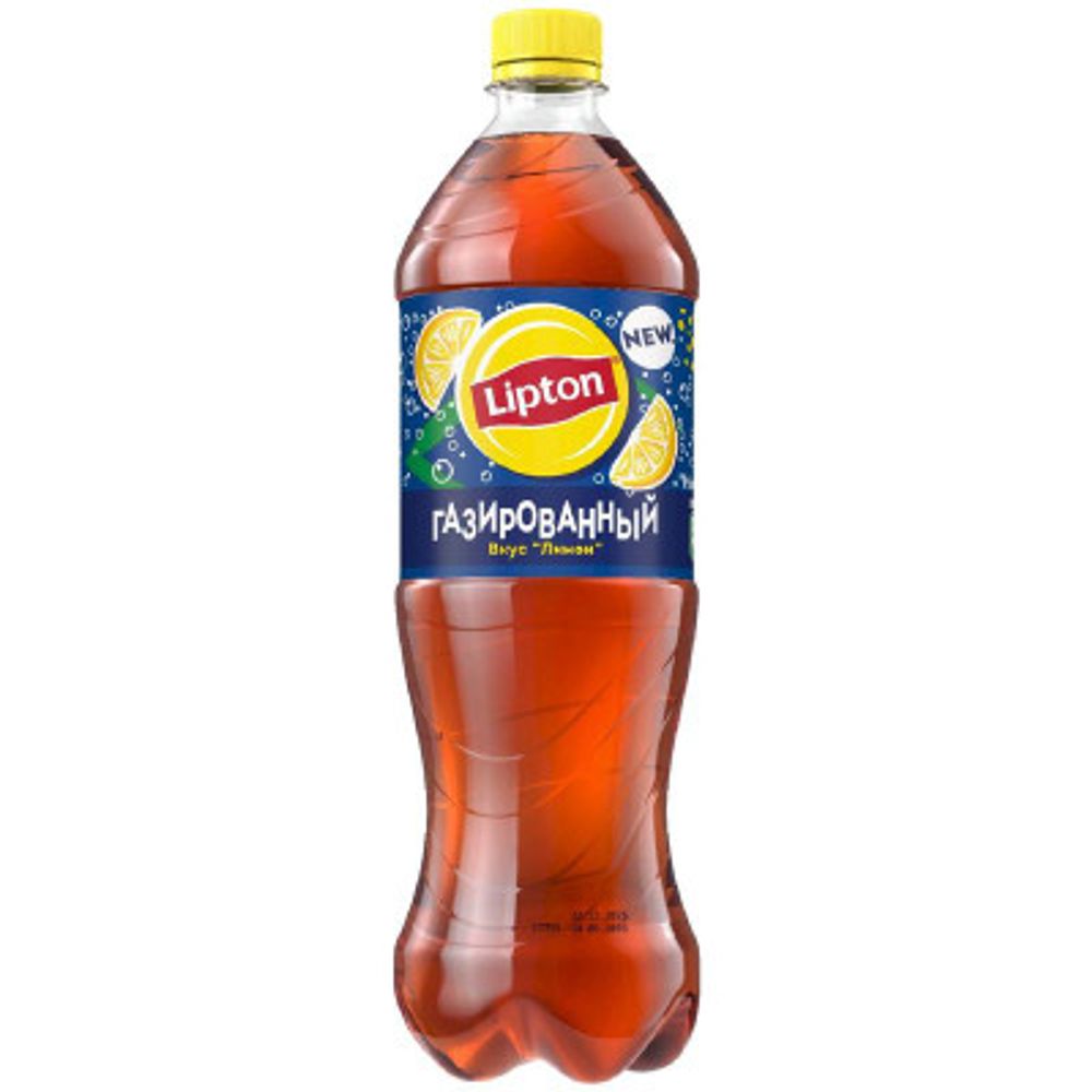 Холодный чай Lipton лимон черный газированный, 1л