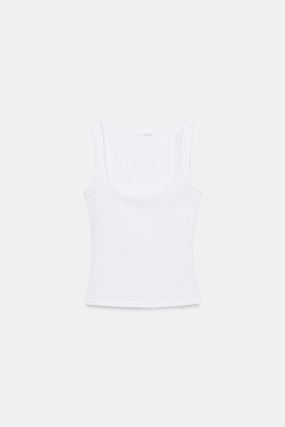 ZARA ХЛОПКОВАЯ ФУТБОЛКА БЕЗ РУКАВОВ, БЕЛЫЙ