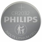 Батарейка литиевая PHILIPS Lithium CR2032, таблетка, дисковая, кнопочная, 1 шт., блистер (отрывной блок), Б0064640