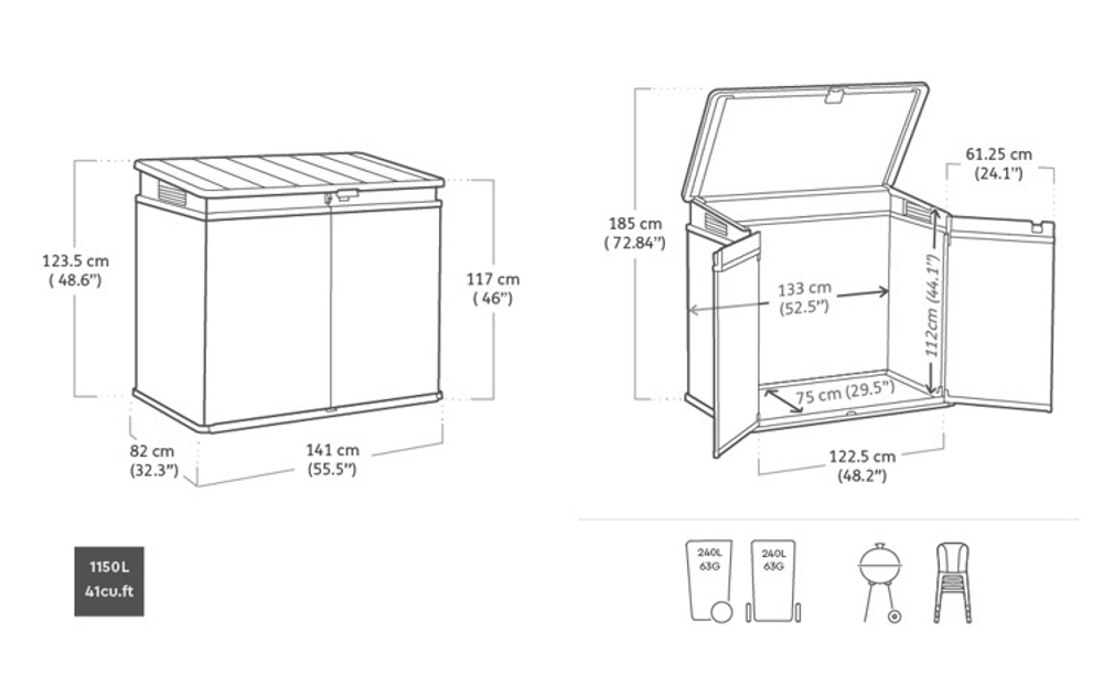 Уличный ящик пластиковый Keter Premier XL 1150 л