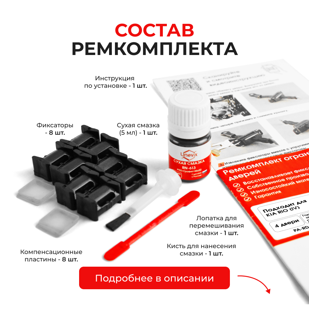 Ремкомплект ограничителей дверей KIA RIO (IV) SC; FB (4 двери, тип 10) 2016-2022