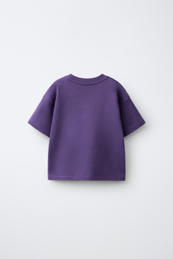 ZARA ФУТБОЛКА С ПРИНТОМ, ЛИЛОВЫЙ
