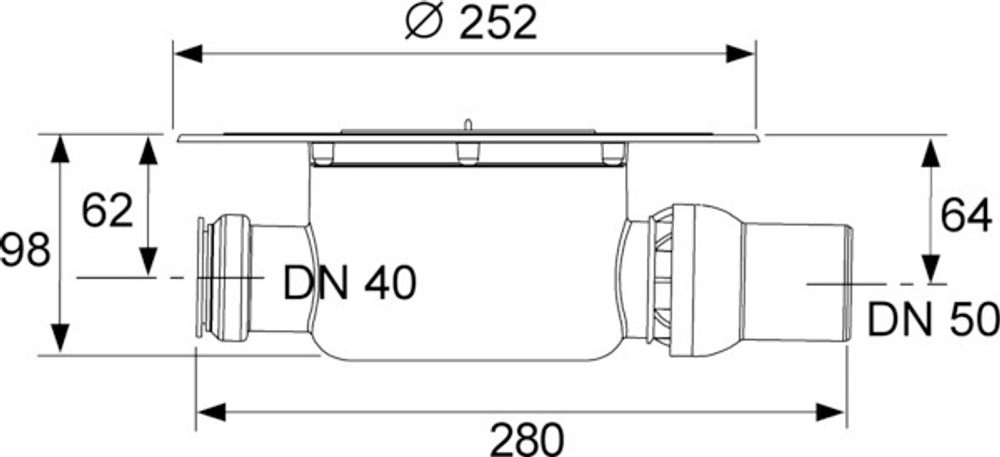 TECE KDP-S120 TECEdrainpoint S Комплект точечного трапа KDP-S120 с сифоном DN 50, с декоративной решеткой, производительность 0,52-1,35 л/с