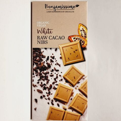 Шоколад Benjamissimo "Raw Cacao Nibs" белый c крупинками какао-бобов 70 г (из Финляндии)