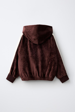 ZARA ХУДИ ИЗ ВЕЛЮРА С МОЛНИЕЙ, КОРИЧНЕВЫЙ
