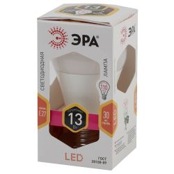 Лампа светодиодная ЭРА STD LED A60-13W-827-E27 13Вт груша теплый белый свет Е27 | Лампы cветодиодные Груша (A)