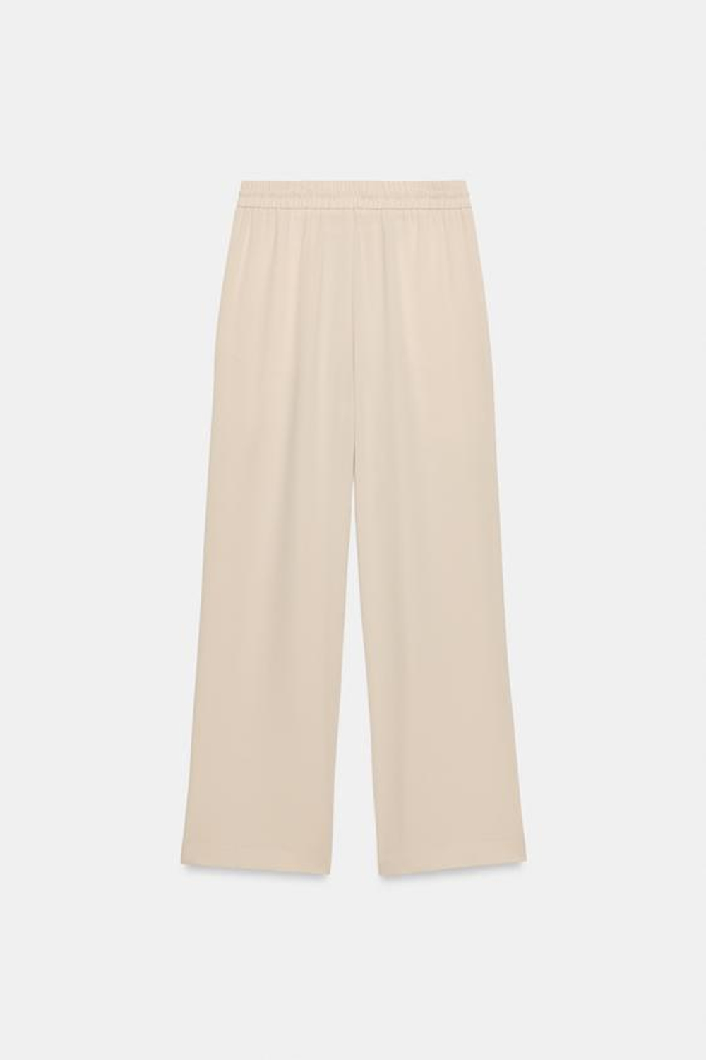 ZARA БРЮКИ ИЗ СТРУЯЩЕЙСЯ ТКАНИ С ЭЛАСТИЧНЫМ ПОЯСОМ, БЕЖЕВЫЙ