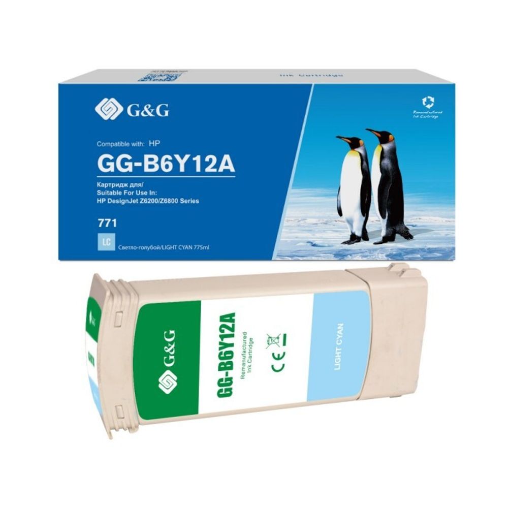 Картридж G&amp;G аналог HP B6Y12A (771C) для DesignJet Z6200 светло-голубой