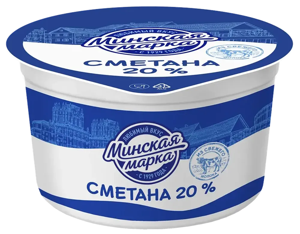 Сметана "Минская марка" 20,0% стакан 180 г