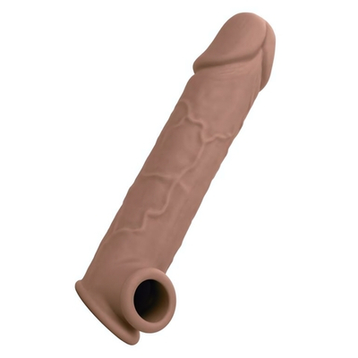 Коричневая удлиняющая насадка на член Life-Like Extension 8” - 20,25 см. (Цвет: коричневый)