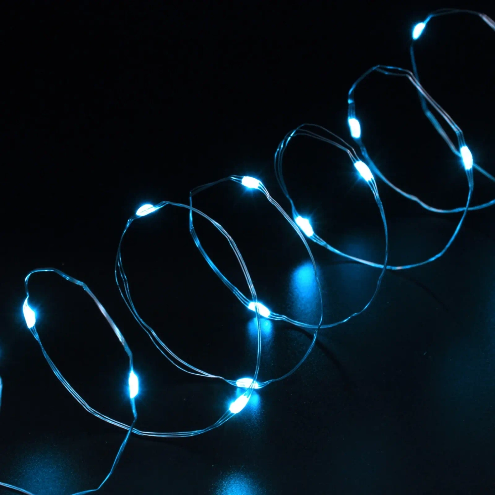 Гирлянда для дома НИТЬ «Роса» 20 м 200 ламп LED, 8 реж,IP-20, Синий
