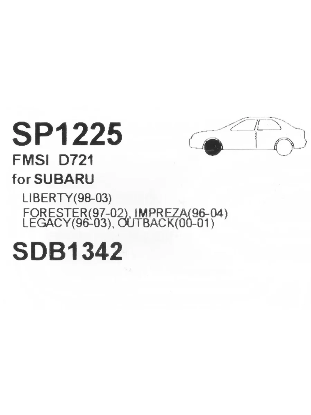 Колодки тормозные SUBARU Forester (97-02),Legacy (96-03),Outback (00-03) передние (4шт.) SANGSIN