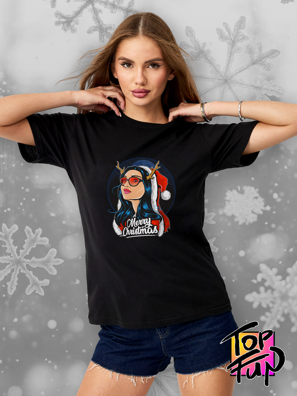 Футболка Merry Christmas снегурочка