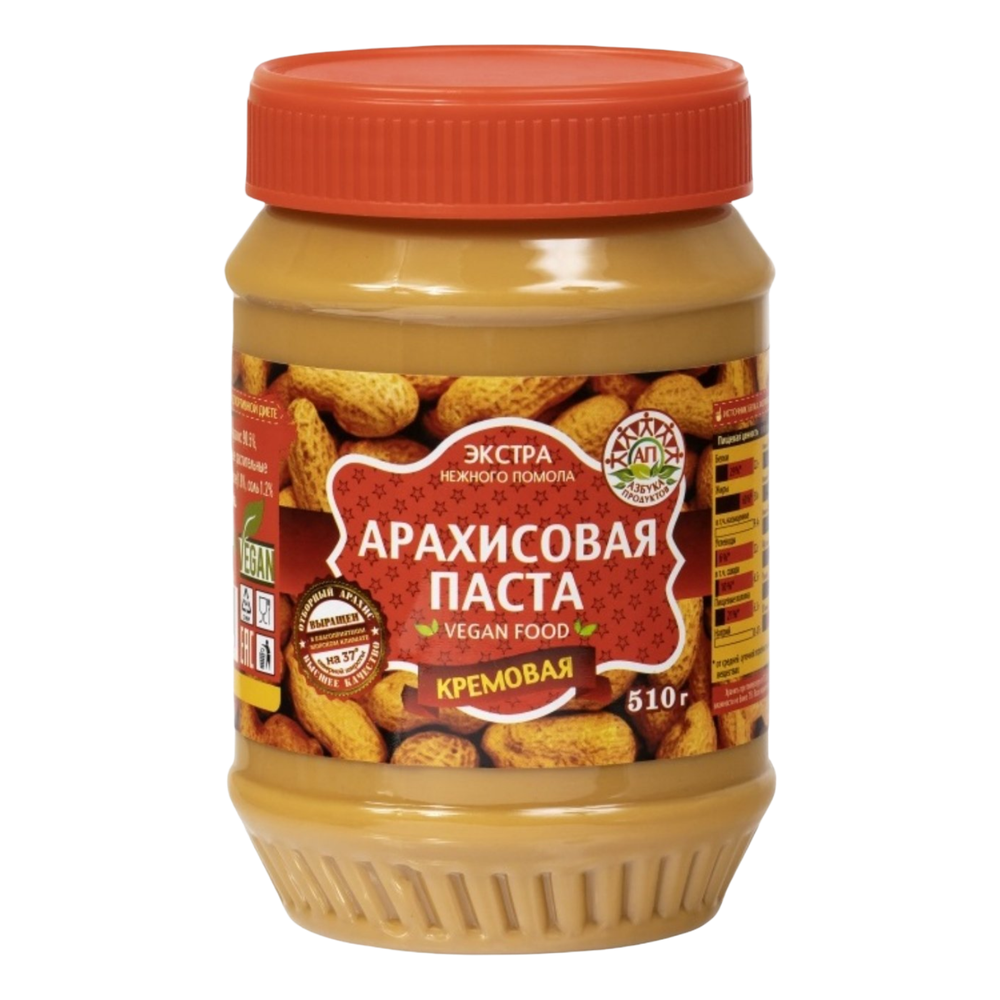 ЭКСТРА Арахисовая паста Кремовая, АЗБУКА ПРОДУКТОВ 510гр