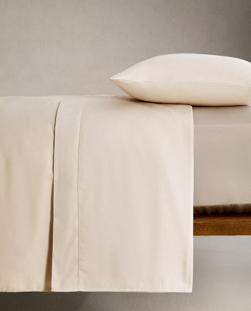 ZARA HOME (300 НИТЕЙ) ПОДОДЕЯЛЬНИК ИЗ САТИНА, ЭКРЮ