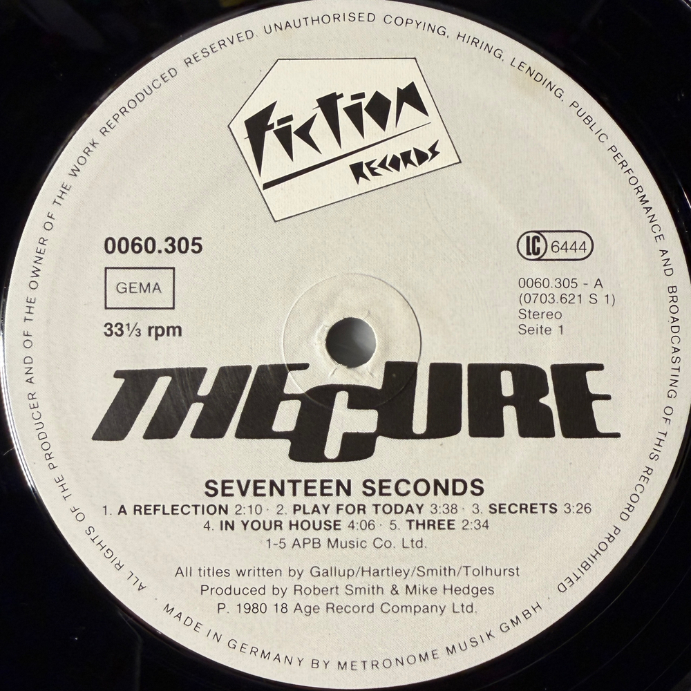The Cure ‎– Seventeen Seconds (Германия 1980г.)