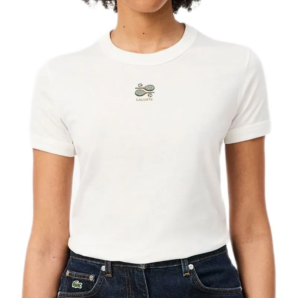 Женская теннисная футболка Lacoste Embroidery Accent Jersey - white