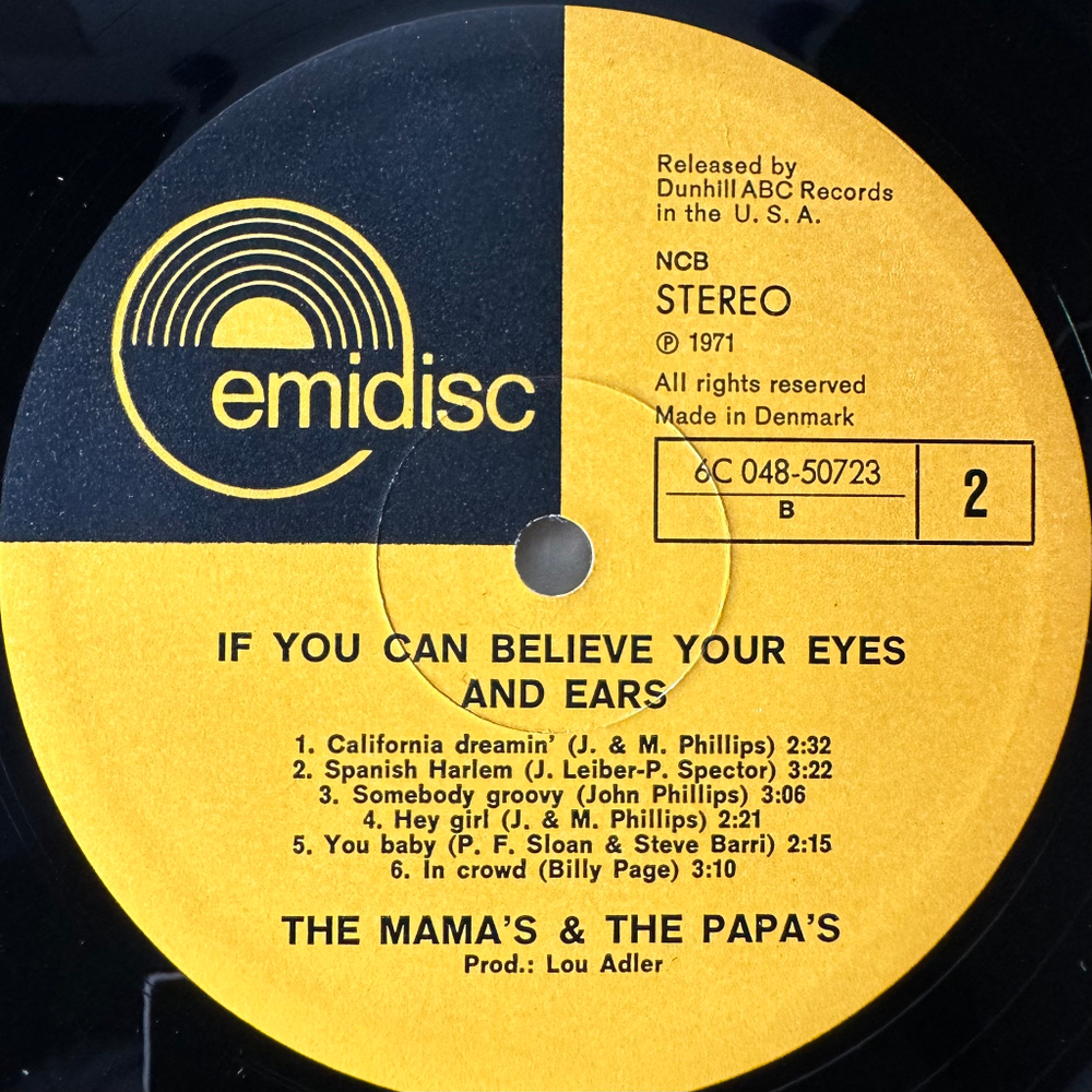 The Mama's And The Papa's ‎– If You Can Believe Your Eyes And Ears (Дания 1971г.)