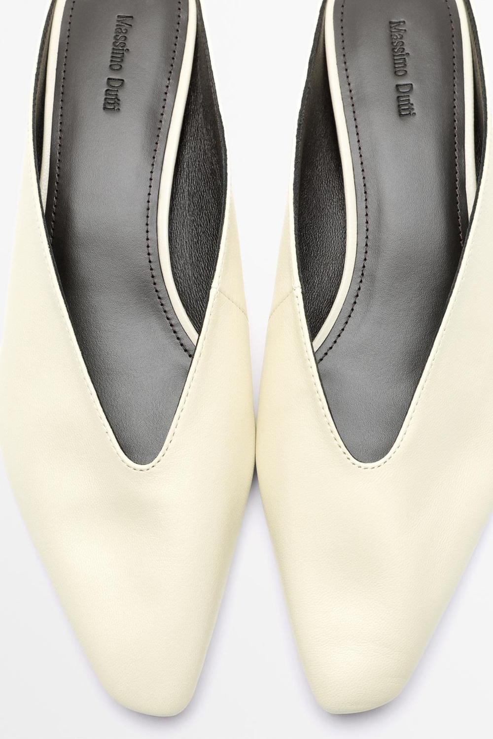 Massimo Dutti Мюли из мягкой кожи, кремовый