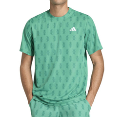 Мужская теннисная футболка Adidas Club Climacool Graphic — semi court green/collegiate green
