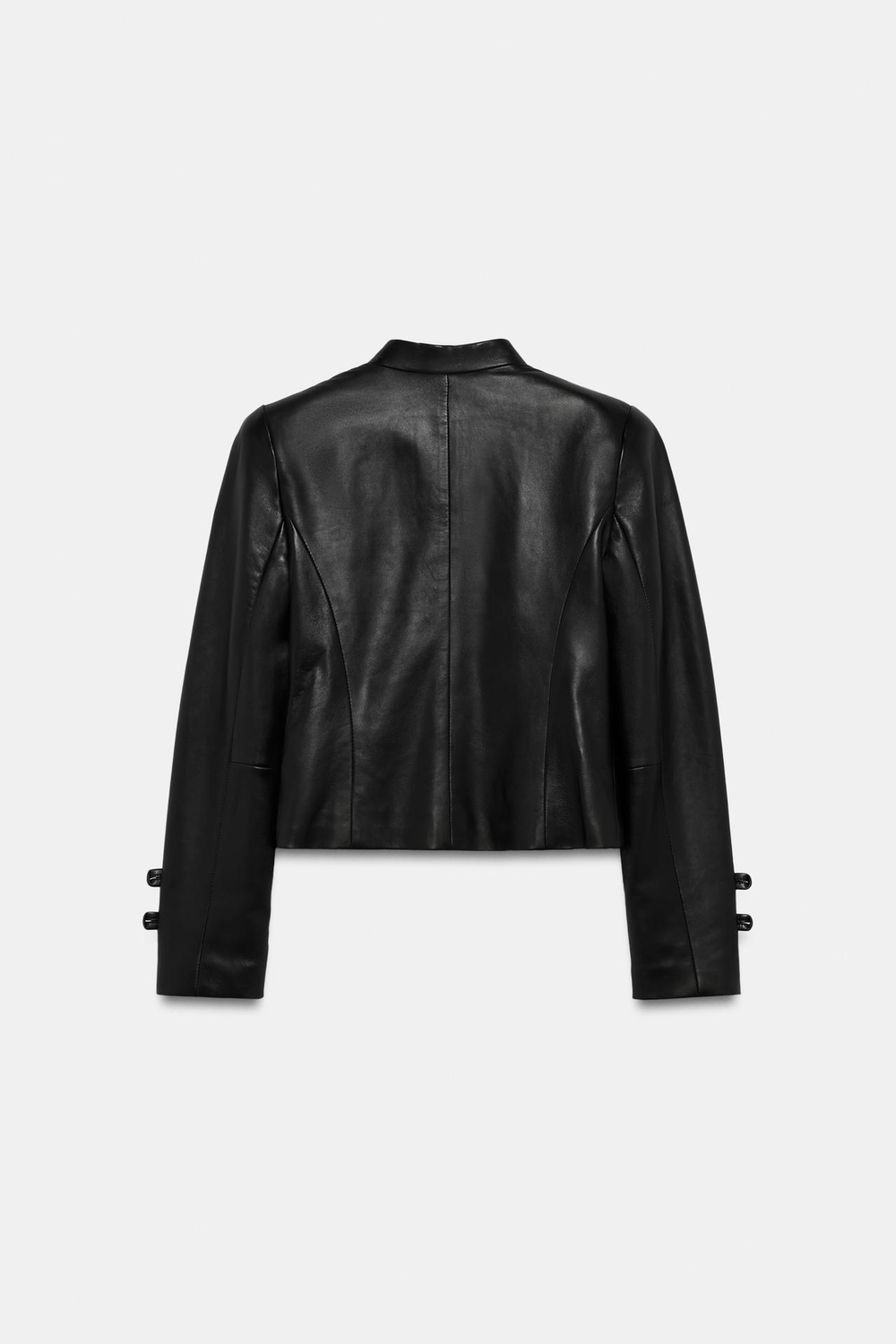 ZARA КУРТКА ИЗ 100% КОЖИ С ЗАСТЕЖКОЙ НА КЛЕВАНТЫ — ZW COLLECTION, ЧЕРНЫЙ