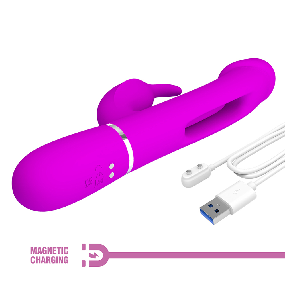 Лиловый вибратор-кролик 23,2см с фингерингом Pretty Love Twinkled Tenderness Kampas Flicking Vibrator Rabbit BW-500025