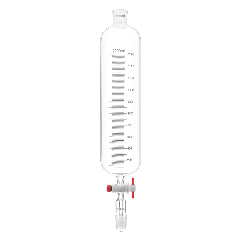 Воронка капельная цилиндрическая, 2000 мл, шлиф 29/32-29/32, с PTFE краном