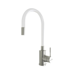 Смеситель для кухни 35k MIXLINE МЛНС-0325 (MLSS-0325) БЕЛЫЙ гибкий силиконовый излив, п/гайку САТИН