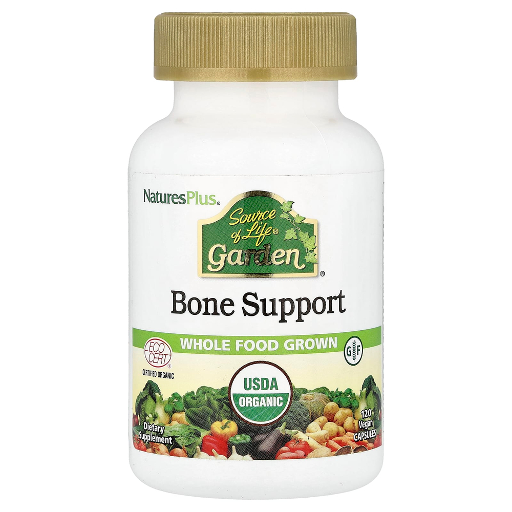 NaturesPlus, Source of Life® Garden, добавка для поддержки костей, 120 веганских капсул