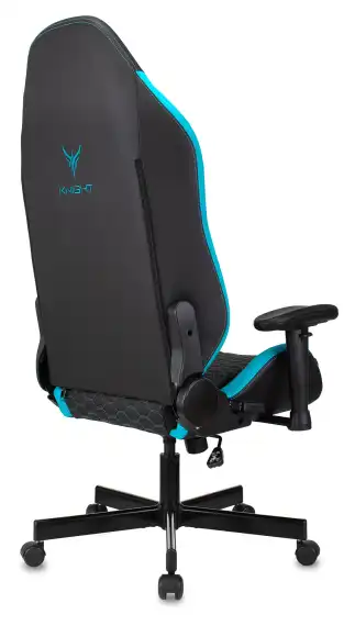 Кресло игровое Knight Neon черный/голубой соты экокожа с подголов. крестов. металл