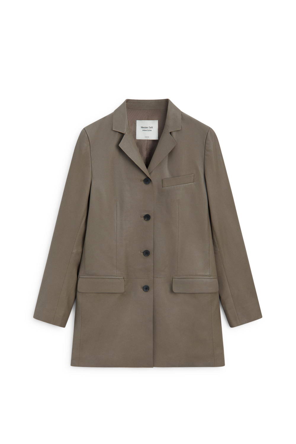 Massimo Dutti Блейзер из кожи наппа- Limited Edition, коричневый