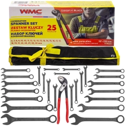 Набор ключей комбинированных и рожковых 25пр. WMC TOOLS WMC-5261DP+1 BLACK