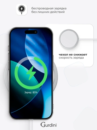 Чехол накладка Gurdini iPhone 17 Air 6.5" плотный силикон 1,5 mm прозрачный