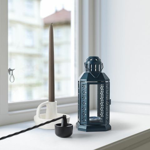 Подсвечник фонарь IKEA ENRUM (ЭНРУМ), Темно-синий, 22 см