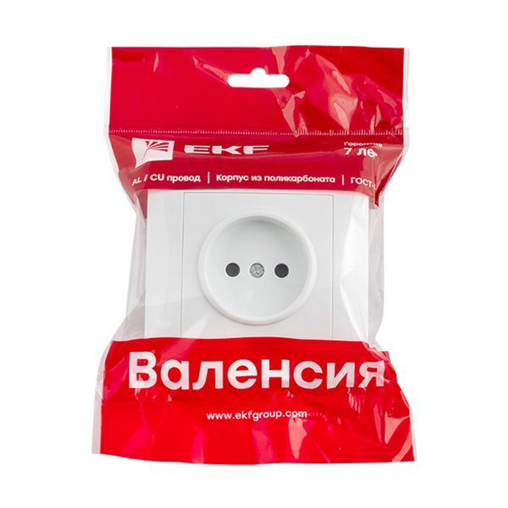 Валенсия розетка 1-местная б/з 10А белая с защ, штор, EKF PROxima