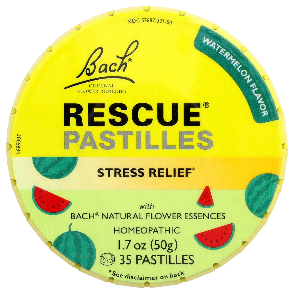 Bach, Rescue®, пастилки для снятия стресса, со вкусом арбуза, 35 пастилок