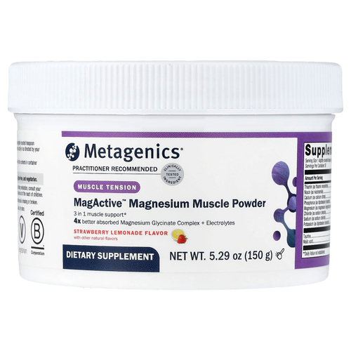 Metagenics, MagActive™, магниевый порошок для мышц, со вкусом клубничного лимонада, 150 г (5,29 унции)