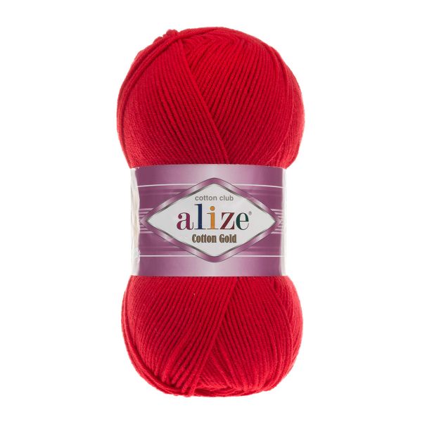 Пряжа Alize (Ализе) Cotton Gold / уп.5 мот. по 100 г, 330м, 056 красный A