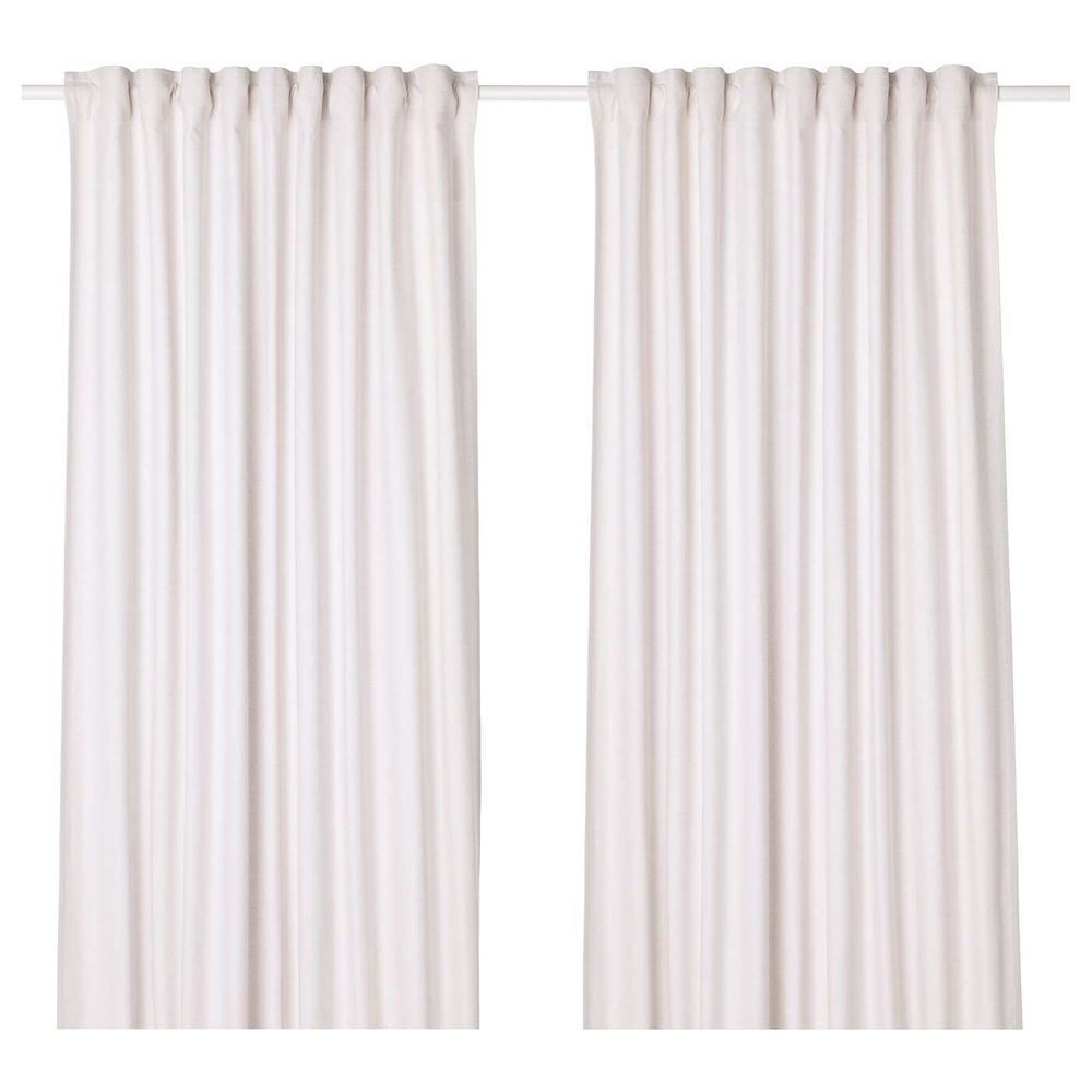 IKEA TIBAST  (ИКЕА ТИБАСТ)  -  Штора, 2 шт, на ленте/бежевая, 145x300 см