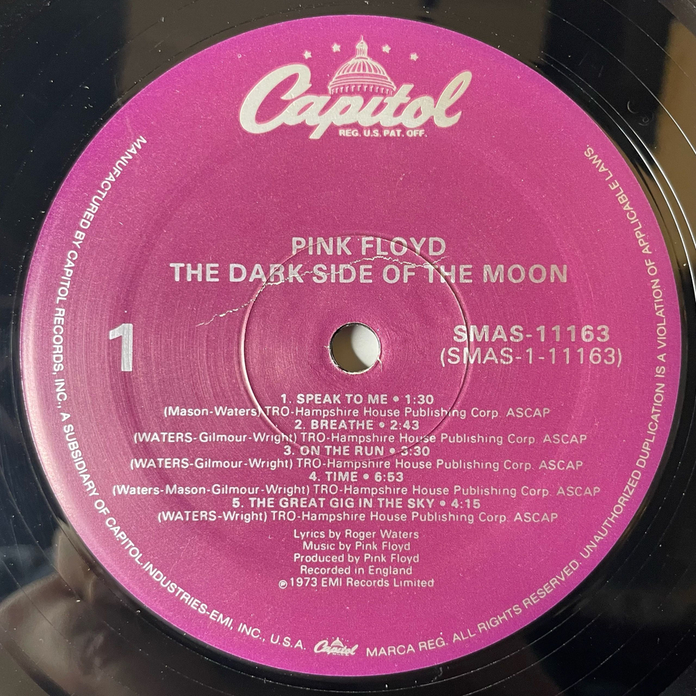 Винтажная виниловая пластинка LP Pink Floyd The Dark Side Of The Moon (США 1988) (Полный Комплект, 2 Плаката, 2 Открытки)
