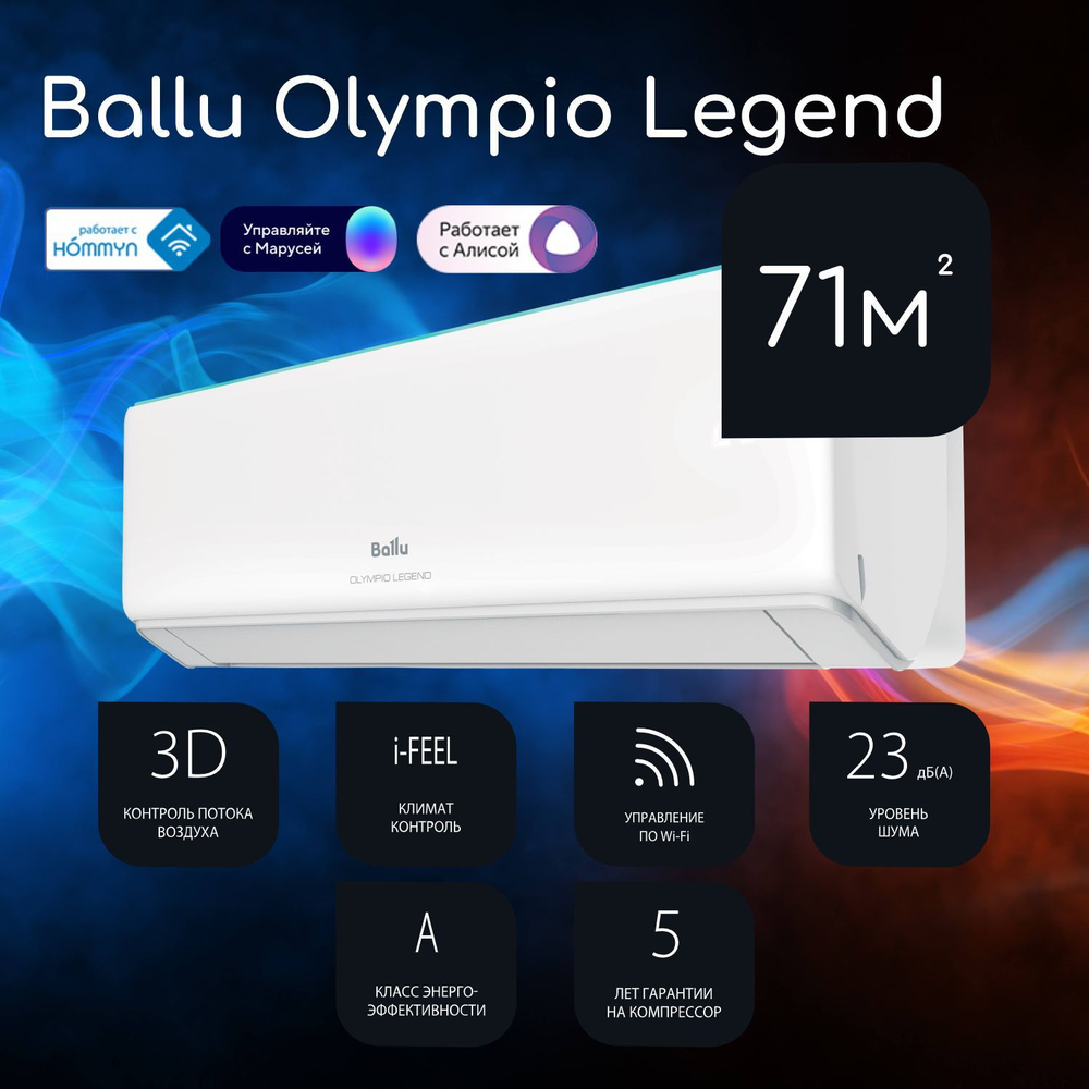 Сплит система BALLU Olympio Legend BSW-24 (до 71 м2)