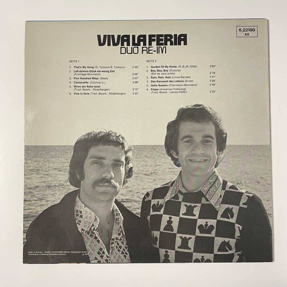 Винтажная виниловая пластинка LP Duo Re im Viva La Feria (Германия 1975)