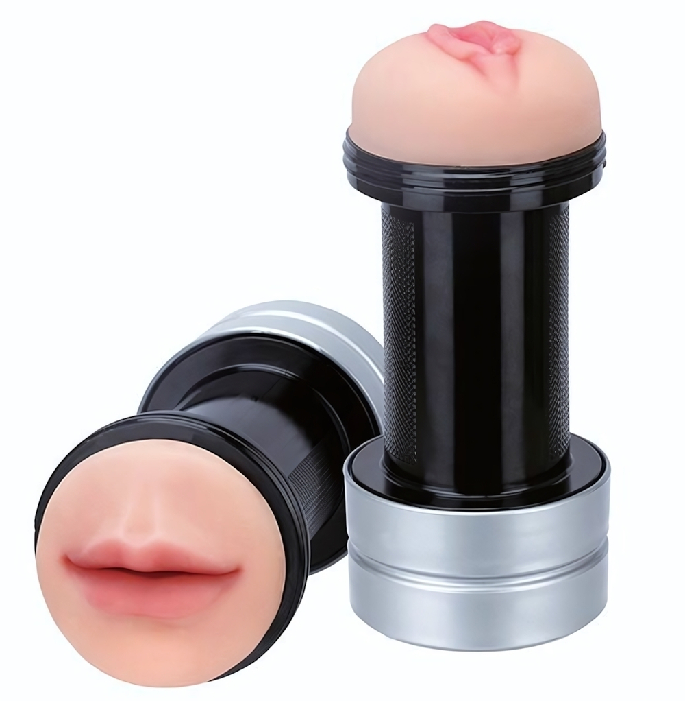 Двусторонний мастурбатор REALSTUFF 2 IN 1 HUMMER MOUTH & VAGINA - ротик и вагина (Цвет: телесный)