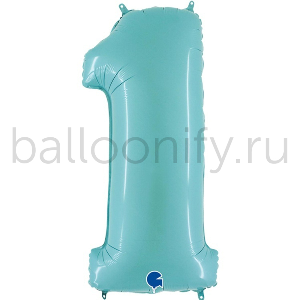 Шар ЦИФРА 1 Пастель Blue 40" 102 см