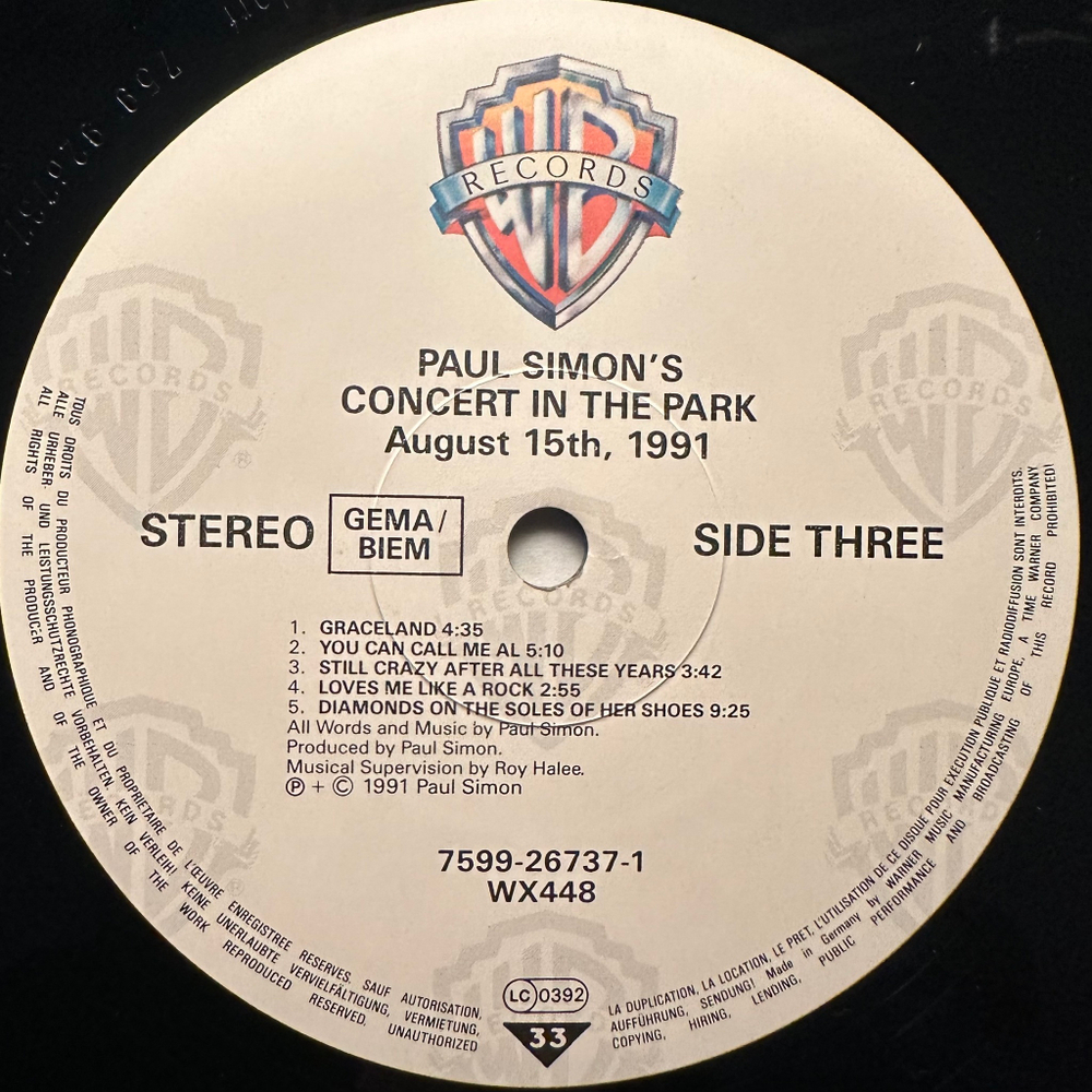 Paul Simon - Paul Simon's Concert In The Park 2LP (Германия 1991г.)